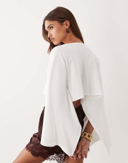 ASOS DESIGN – Weißes Jersey-Oberteil im Cape-Stil, 3 von 4
