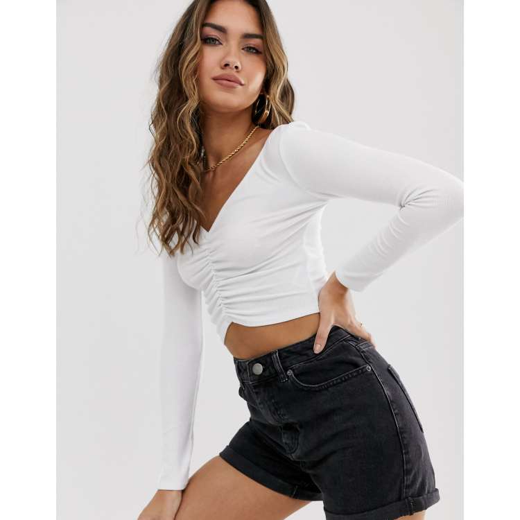 Damen Wickel-Ballettshirt Mit Schnürung - Langärmeliges Fitness Top Mit V-Ausschnitt