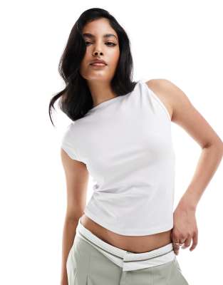 ASOS DESIGN - Weißes T-Shirt mit One-Shoulder-Träger