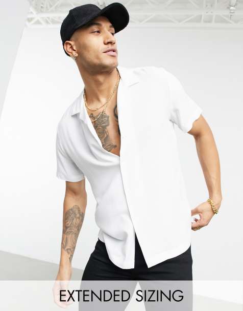 ASOS DESIGN – Weißes Viskosehemd in normaler Passform mit Reverskragen - view 1