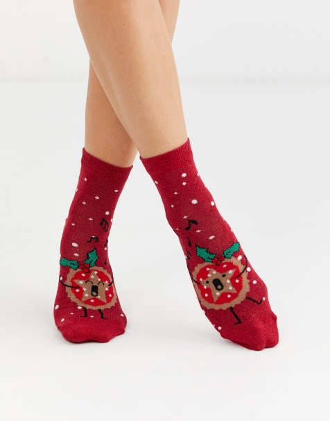 ASOS DESIGN – Weihnachten – Glitzernde Knöchelsocken mit Mince-Pie-Design