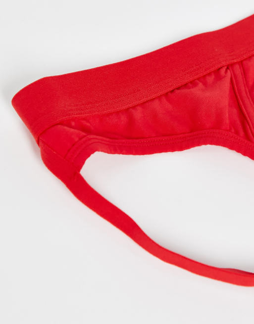 ASOS DESIGN – Weihnachten – Jockstrap in leuchtendem Rot mit Doppelriemen , 4 von 4