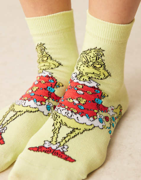 ASOS DESIGN – Weihnachtliche Socken in Grün mit Grinch-Motiv - view 1