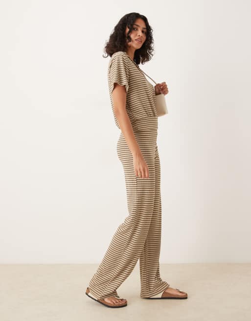 ASOS DESIGN – Weit geschnittene Hose in Neutral gestreift, Kombiteil, 5 von 5