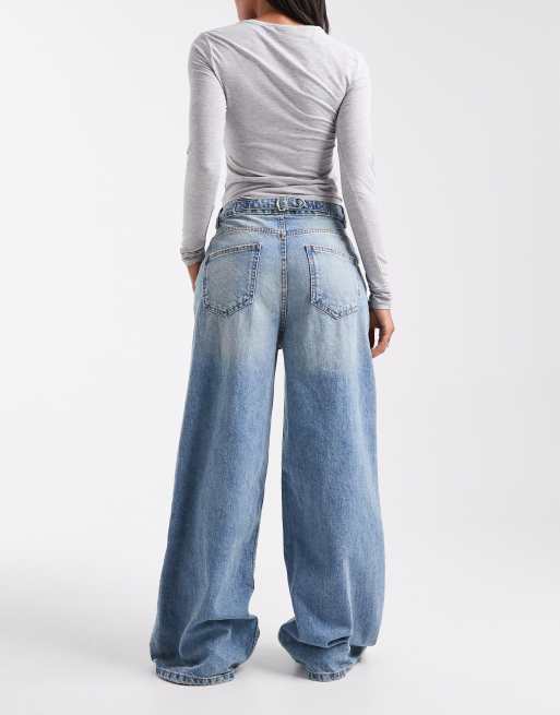  ASOS DESIGN – Weit geschnittene Jeans in blassblauer Vintage-Waschung mit hohem Bund und Zuglasche, 2 von 5