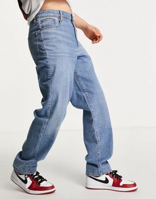ASOS DESIGN – Weit geschnittene Jeans in mittlerer Vintage-Waschung-Blau