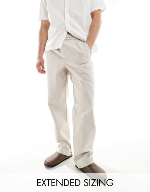 ASOS DESIGN – Weit geschnittene Schlupfhose in Steinbeige 
