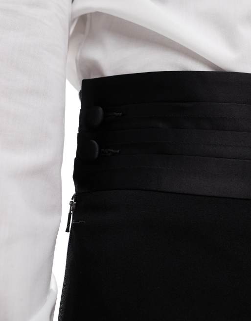 ASOS DESIGN – Weit geschnittene Smoking-Hose in Schwarz mit Kummerbund, 3 von 5