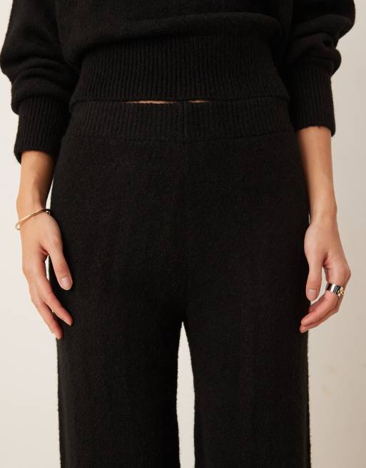 ASOS DESIGN – Weit geschnittene Strickhose in Schwarz, Kombiteil, 3 von 5
