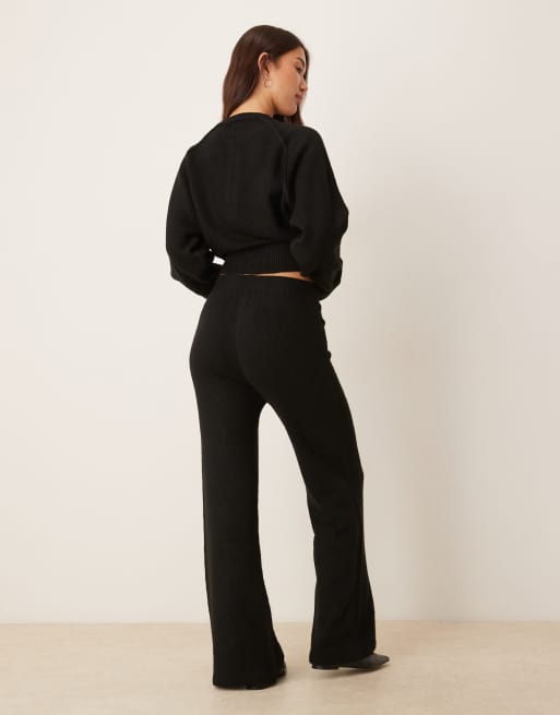 ASOS DESIGN – Weit geschnittene Strickhose in Schwarz, Kombiteil, 4 von 5