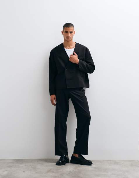 ASOS DESIGN – Weit geschnittener Anzug aus Twill in Schwarz - view 1