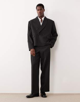Weite Anzughose aus Jacquard in Schwarz Schwarz 46 Short