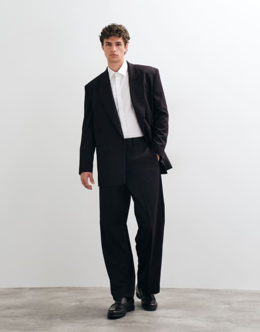 ASOS DESIGN – Weit geschnittener Anzug in Burgunderrot mit Metallic-Nadelstreifen, 2 von 3