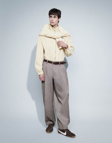ASOS DESIGN weite Barrel-Leg-Hose in dunkler Steinoptik - view 1