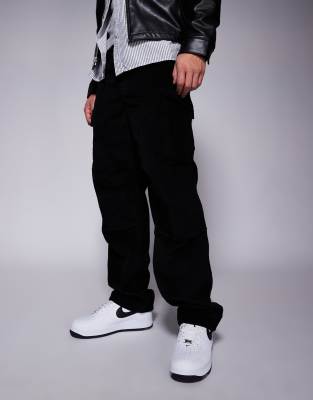 ASOS DESIGN – Weite Cargohose aus Cord in Schwarz - view 1