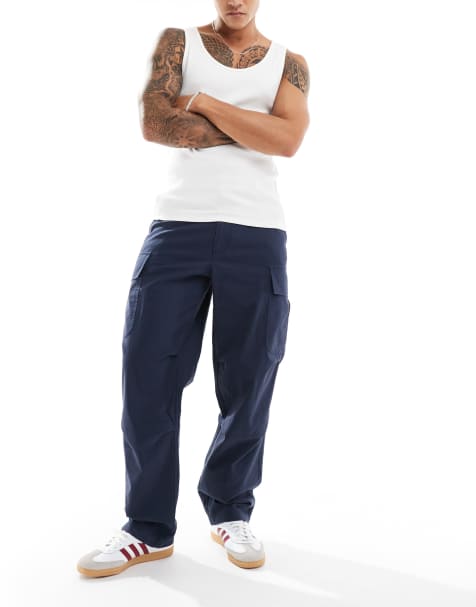 ASOS DESIGN – Weite Cargohose in Navy - view 1