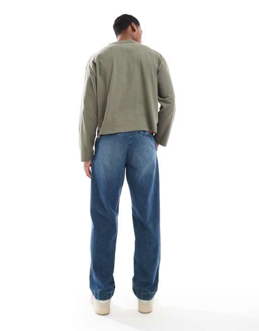 ASOS DESIGN – Weite Carpenter-Jeans in dunkelblauer Waschung