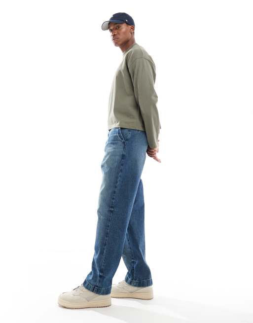 ASOS DESIGN – Weite Carpenter-Jeans in dunkelblauer Waschung