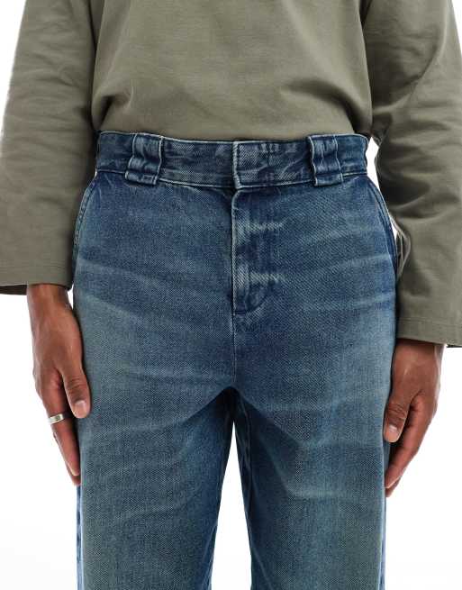 ASOS DESIGN – Weite Carpenter-Jeans in dunkelblauer Waschung
