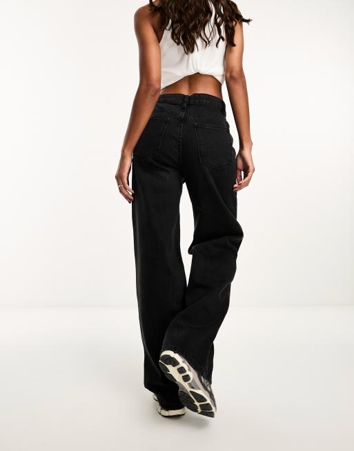 ASOS DESIGN – Weite Dad-Jeans in verwaschenem Schwarz mit Zierrissen, 2 von 5
