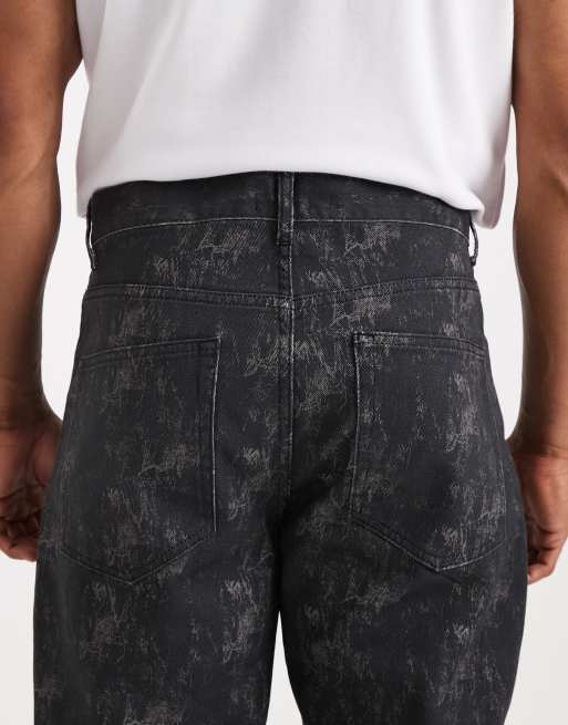 ASOS DESIGN – Weite, gemusterte Jeans in Schwarz, 5 von 5