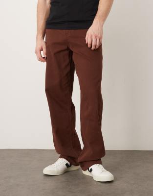 Weite Hose in Braun mit Fischgrätmuster-Brown Brown 48 Long