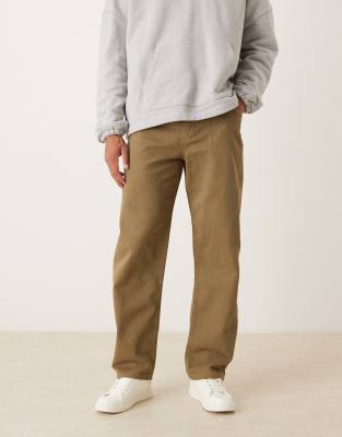 Weite Hose in Khaki mit Bundfalten-Grün Grün 52