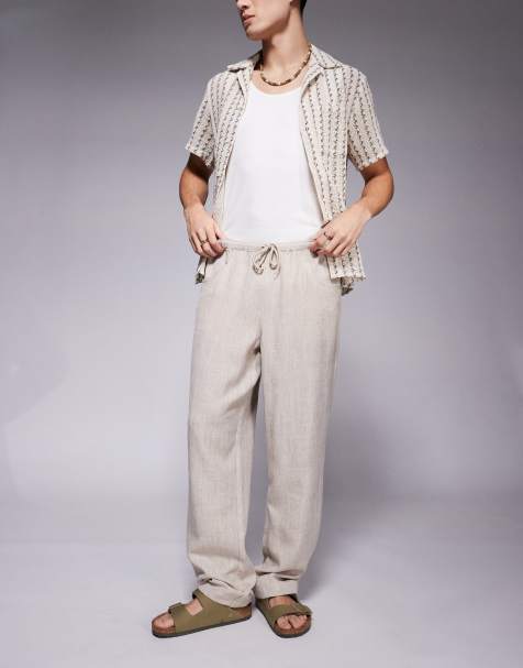 ASOS DESIGN – Weite Hose in Naturton mit Tunnelzug - view 1