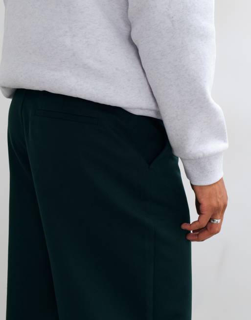 ASOS DESIGN weite Hose mit Gürtel und smarter Passform in Dunkelgrün, 5 von 5