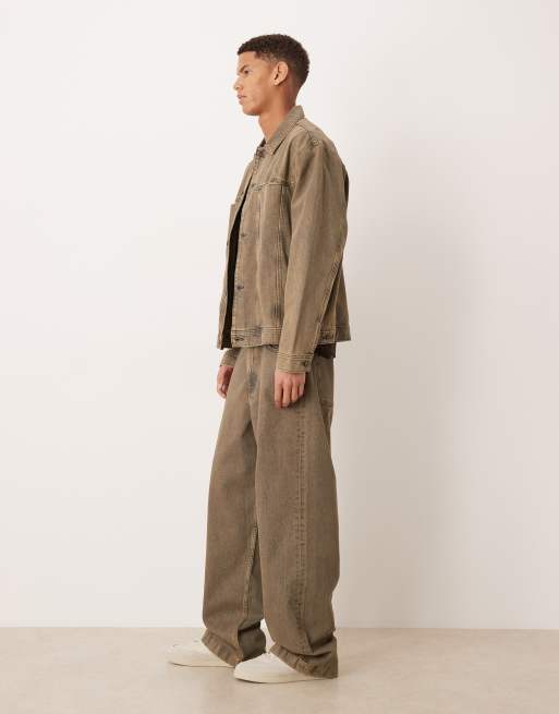 ASOS DESIGN – Weite Jeans in brauner Acid-Waschung, Kombiteil, 3 von 5
