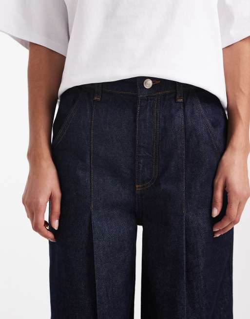 ASOS DESIGN – Weite Jeans in Indigoblau mit Bundfalten, 5 von 5