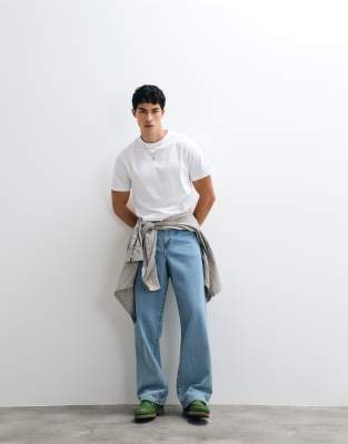 Weite Jeans in verwaschenem Mittelblau Blau 52 Regular