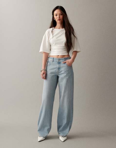 ASOS DESIGN – Weite Jeans in zarter, heller Waschung mit niedrigem Bund - view 1