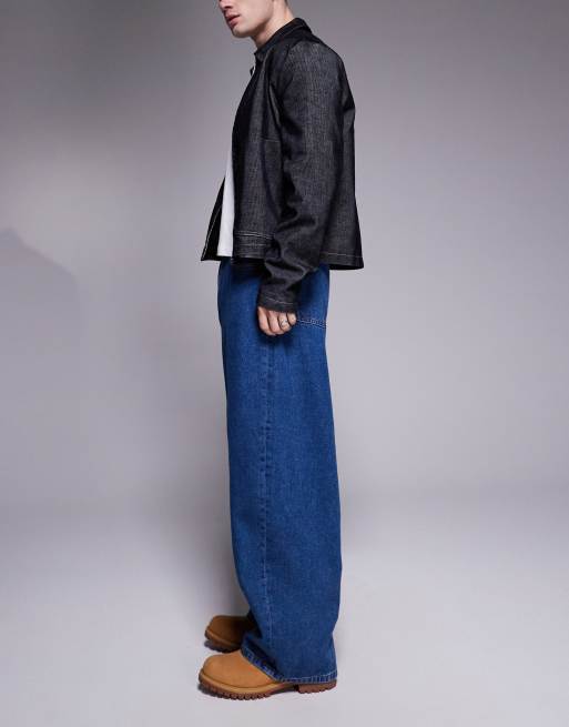 ASOS DESIGN oversized baggy jeans in mid wash blue 