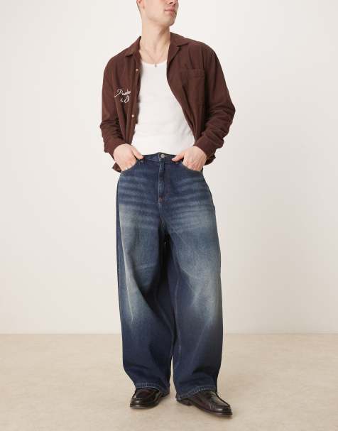 ASOS DESIGN – Weite Oversize-Jeans in verwaschenem Schwarz - view 1