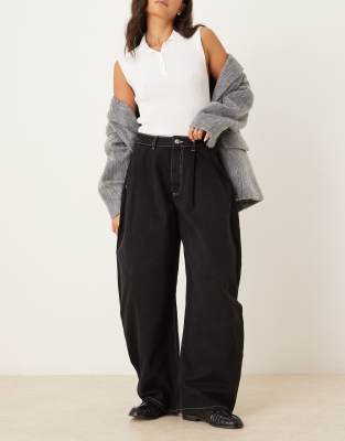 ASOS DESIGN - Weite Oversize-Jeans in verwaschenem Schwarz