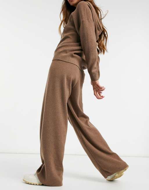 ASOS DESIGN – Weite Strickhose in Camel, Kombiteil