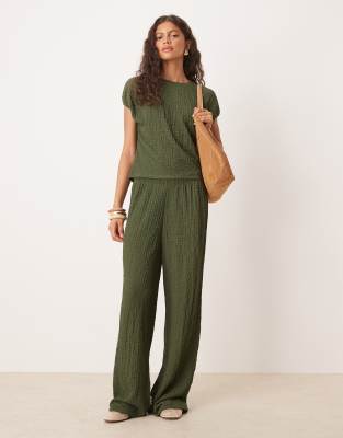 ASOS DESIGN - Weite, strukturierte Hose in Grün, Kombiteil