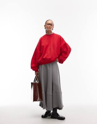 ASOS DESIGN - Weiter, ausladender Maxirock in Grau