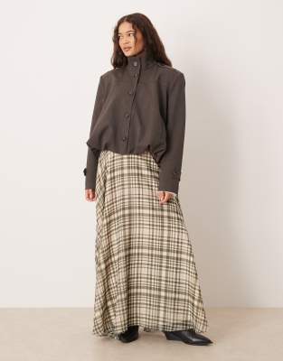 ASOS DESIGN - Weiter, karierter Maxirock aus Chiffon-Bunt