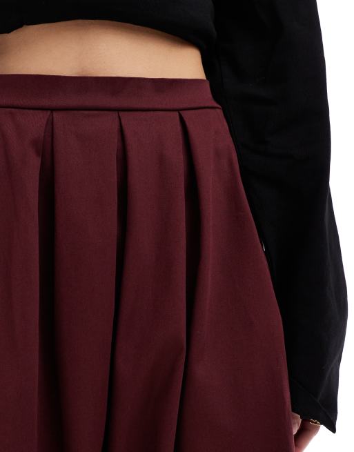 ASOS DESIGN – Weiter Maxirock aus schwerer Baumwolle in Burgunderrot, 5 von 5