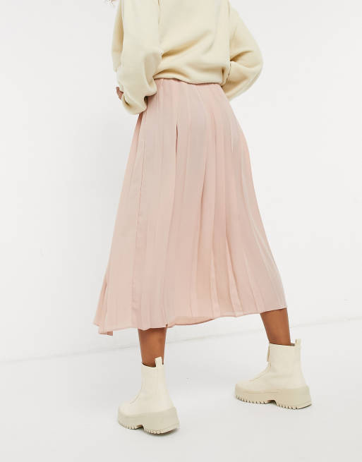 ASOS DESIGN – Weiter, plissierter Midirock in Rosa, 2 von 4