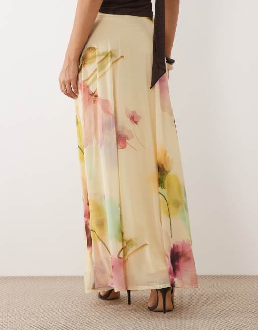 ASOS DESIGN – Weiter Stretch-Maxirock mit Blumenprint und breitem Saum, 4 von 5