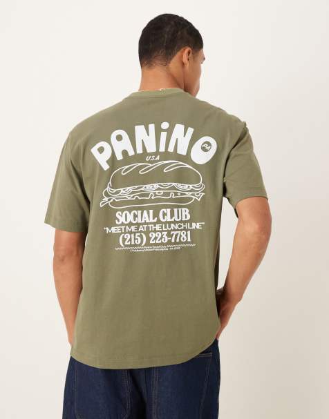 ASOS DESIGN – Weites Pikee-T-Shirt in Grün mit Essens-Print - view 1