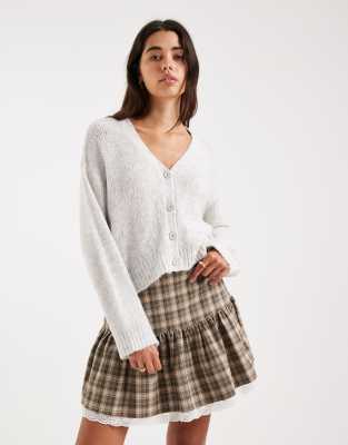 ASOS DESIGN - Weitmaschige Strickjacke in Grau