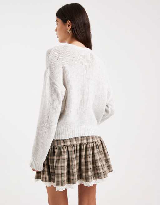 ASOS DESIGN – Weitmaschige Strickjacke in Grau, 2 von 4