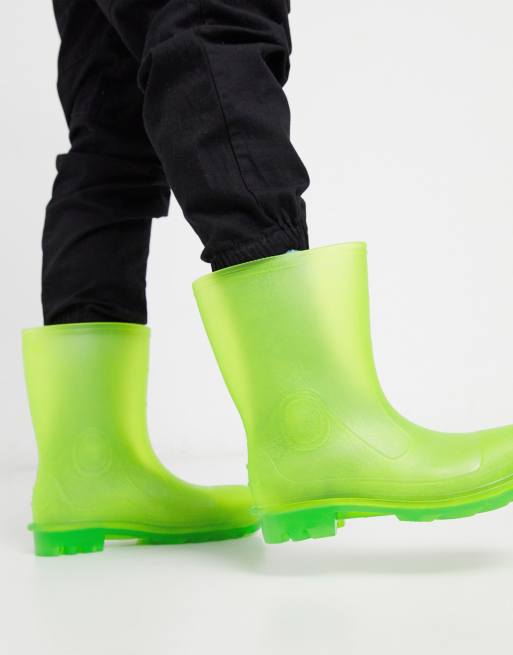 ASOS DESIGN wellies in transparent neon