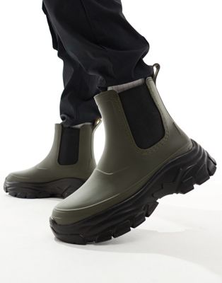 ASOS DESIGN wellington boots in khaki