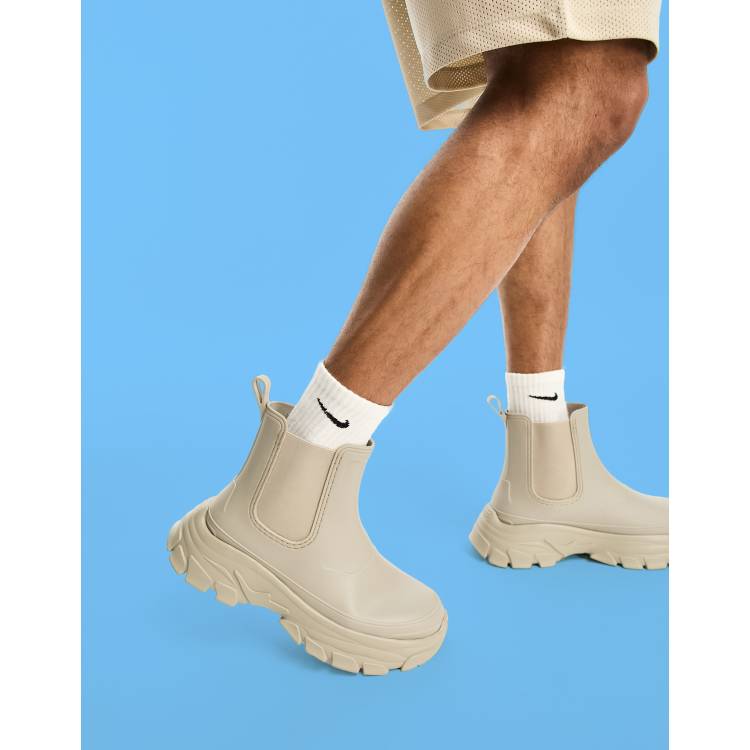 ASOS DESIGN wellington boots in stone