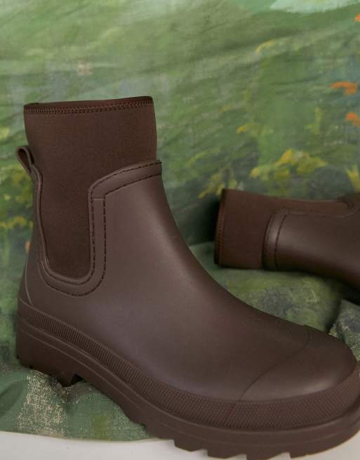 ASOS DESIGN - Wellington - Støvler med scuba-detalje i brun, 3 af 4